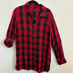 Talbots Scottie Dog Buffalo Check Shirt, Red/Black Tartan, Large Petite